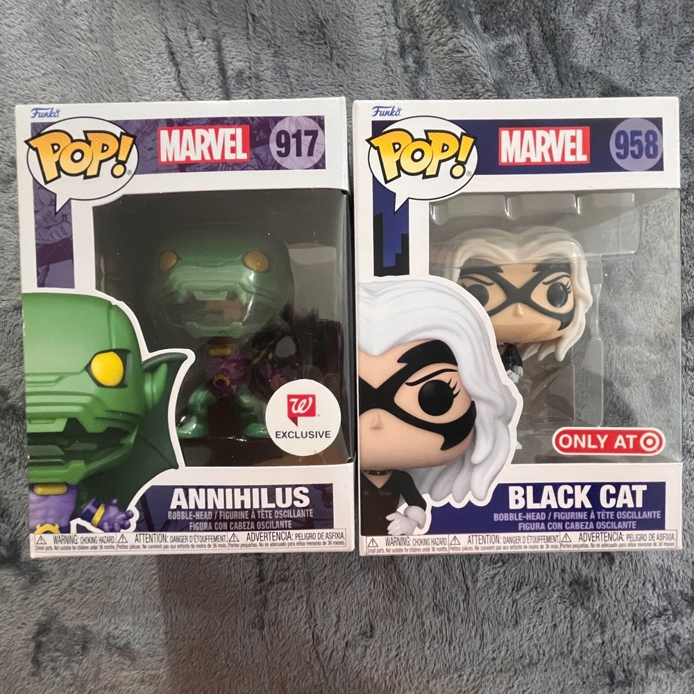 Funko Pop! Marvel Exclusives: Annihilus #917 (Walgreens) Black Cat #958 (Target)